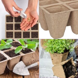 Seed Starter Tray Kit (12 Pack ),120 Cells Biodegradable Pots