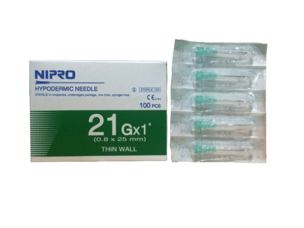 NIPRO 21G GREEN DRAWING TIP:  21G x 1" - TIP ONLY  [15 pack]  INDIVIDUALLY WRAPPED - 15 TIPS IN TOTAL